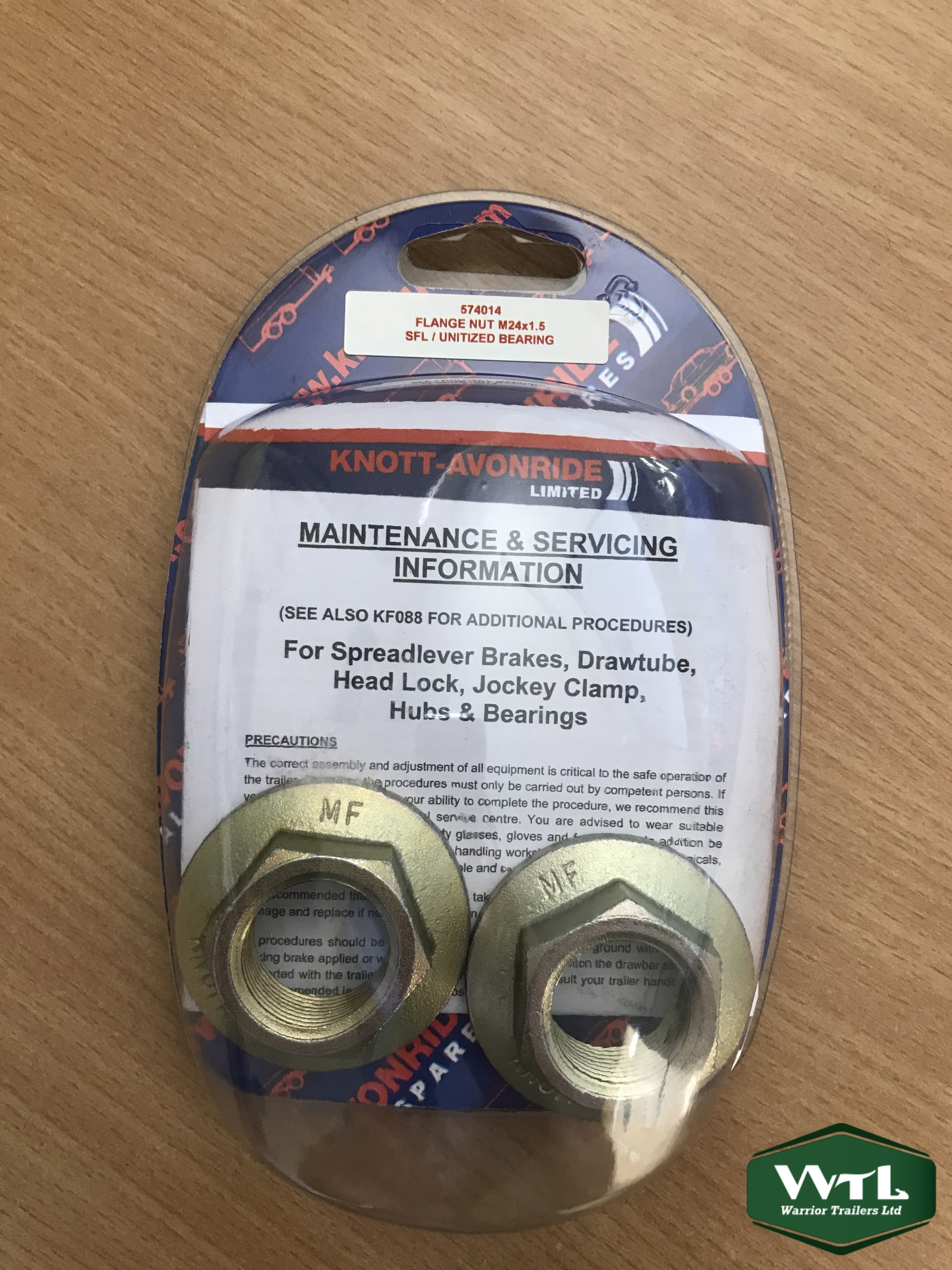 Knott Avonride M24 x 1.5 Pitch-One Shot Hub Flange Nuts (Pack of 2)